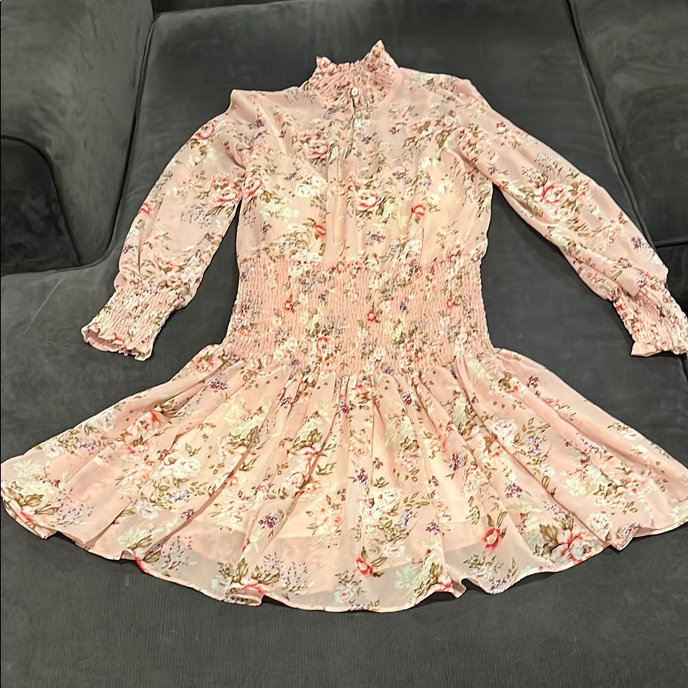 Lea & Viola Pink Floral Dress Sz. XS Like New. Beautifully made. Lined.